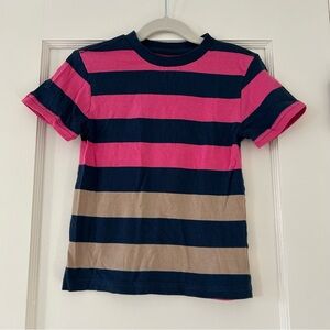 Nordstrom Toddler Boys Pink Blue Beige Striped Short Sleeve Cotton T- Shirt
